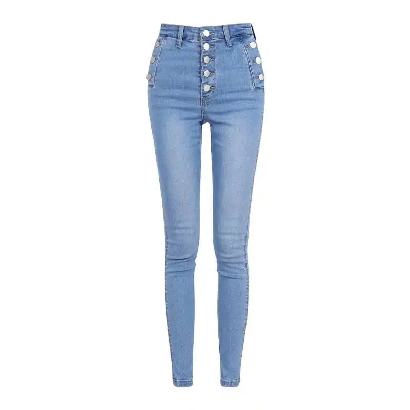High Waist Button Down Thick Jeans for Women - Kia Day Design