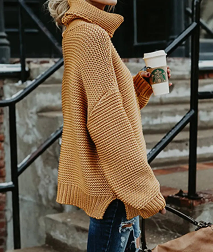 Women's Chunky Knit High Neck Sweater