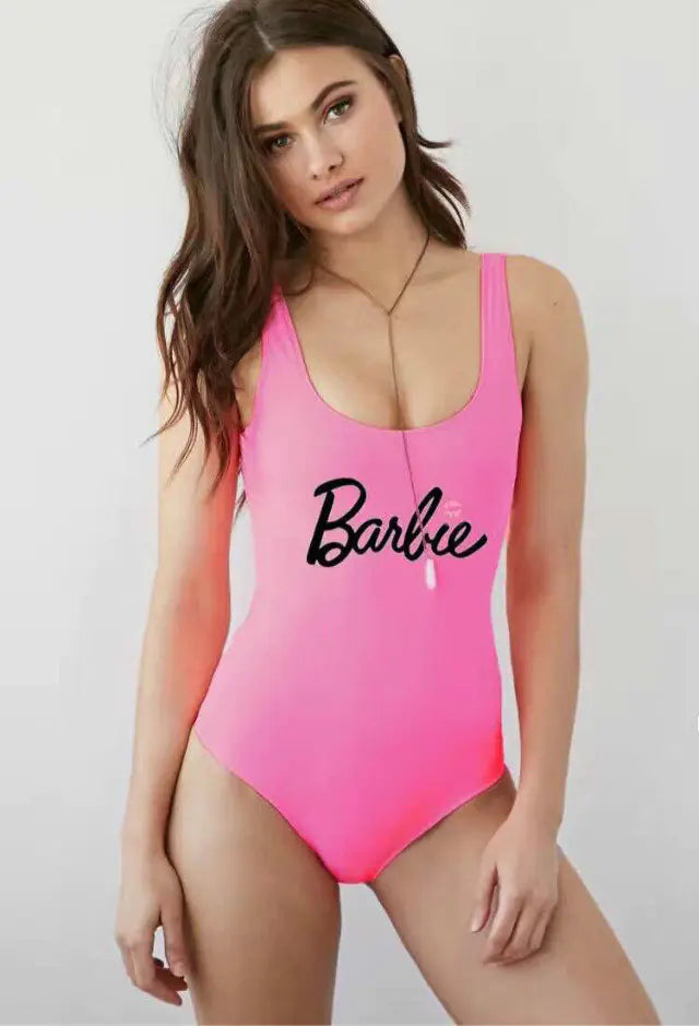 Barbie Doll One-Piece Swimsuit with Lettering