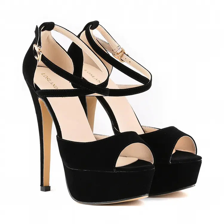 High Heel Nightclub Sandals - Black 37 - heels