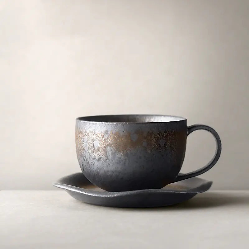 Black Vintage Handmade Ceramic Coffee Mug - Kia Day Design