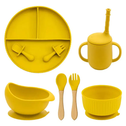 Baby Weaning Solid Food Plate Bowl Set Yellow