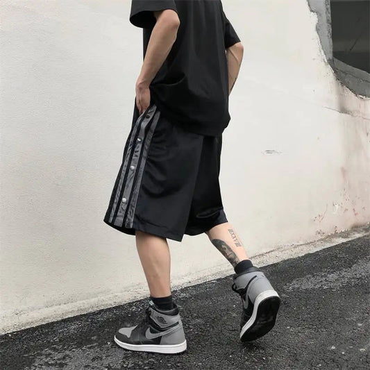 Retro Side Button Casual Five-Part Work Pants - Kia Day Design