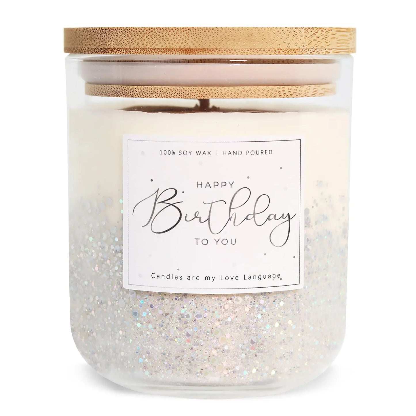 11oz Vanilla Scented Candle with Silvery Glitter Handmade Birthday - Silver - candle