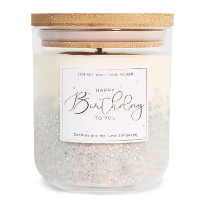 11oz Vanilla Scented Candle with Silvery Glitter Handmade Birthday - Silver - candle