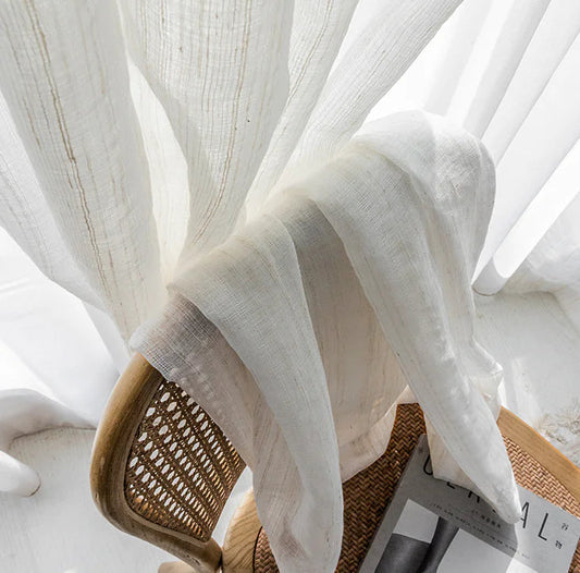 White Cotton Linen Sheer Curtain - Kia Day Design