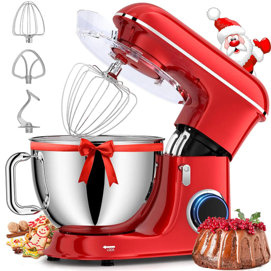 Stand Mixer 8.5Qt Mixers Kitchen Electric Stand Mixer 660W 6+P Speed Tilt-Head - Red - stand mixer