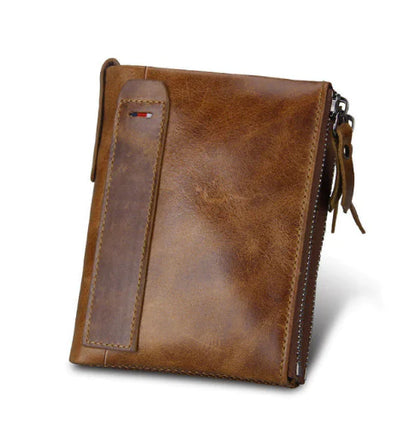 Men's Short Wallet - Anti-Theft Genuine Leather Design
