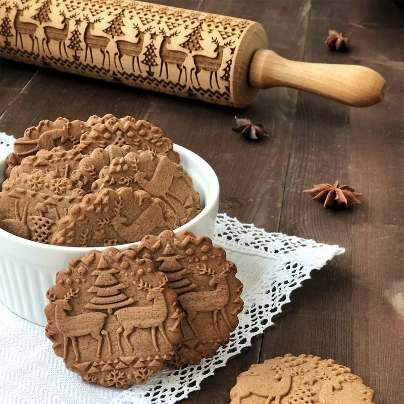 Wooden Embossing Rolling Pin