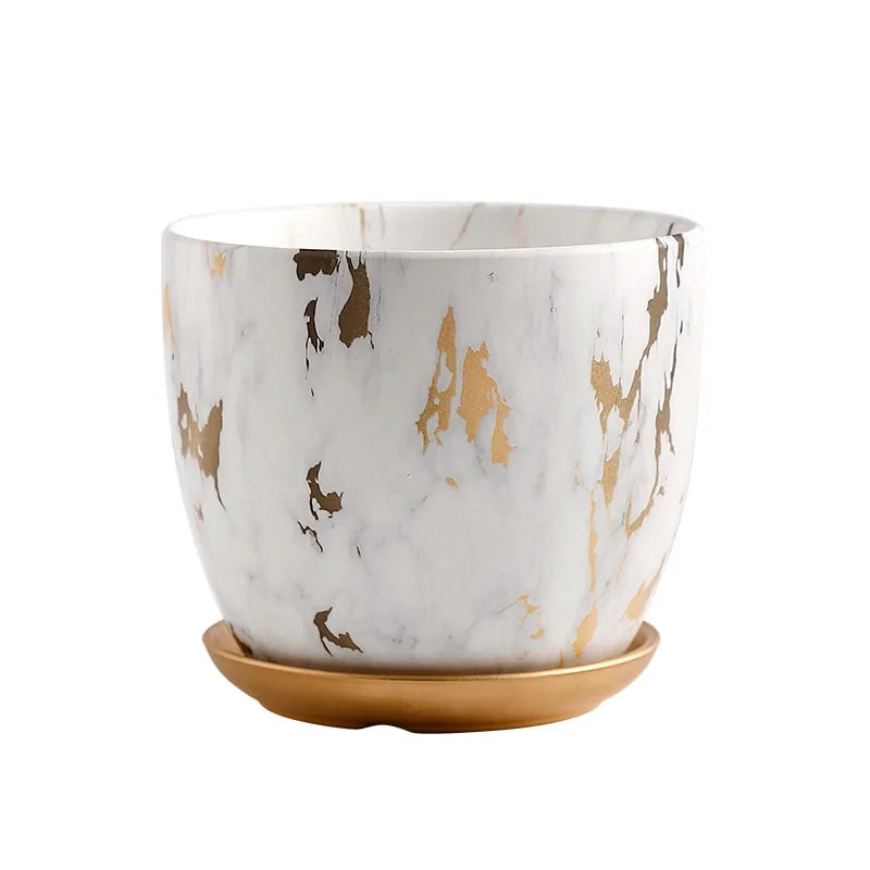 Marble Pattern Ceramic Flower Pot