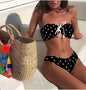 Polka Dot Printed Bikini Set - Black L - bikini