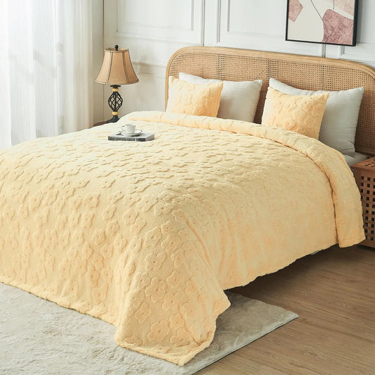 FY FIBER HOUSE Flower Throw Blanket Ultra Soft Blanket Fuzzy Twin Blanket for Bed Couch Sofa 60"x80" Light Yellow Kia Day Design