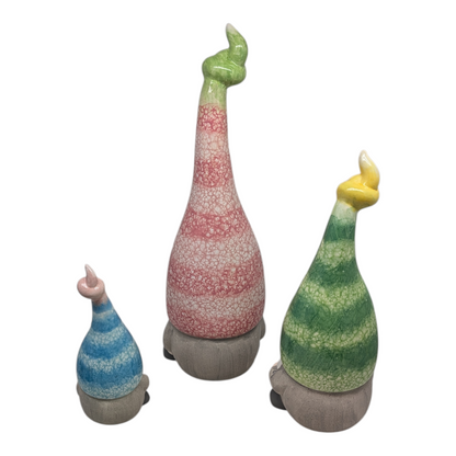 Terracotta Ceramic Gnomes - 3 Piece Set - - Home & Living >> Garden