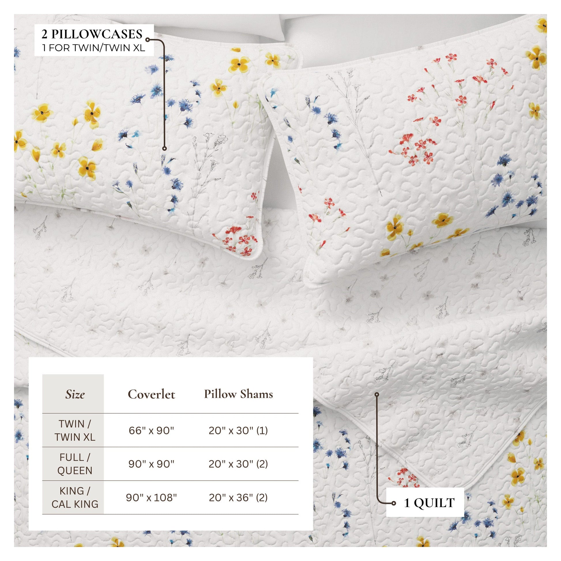 Wildflower Floral Quilt Set - Marianne Collection - - Quilts