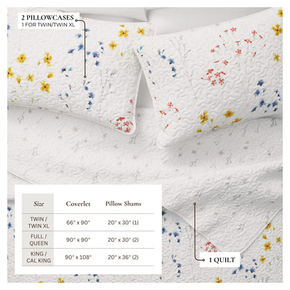 Wildflower Floral Quilt Set - Marianne Collection - - Quilts