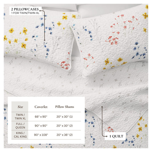 Wildflower Floral Quilt Set - Marianne Collection - - Quilts