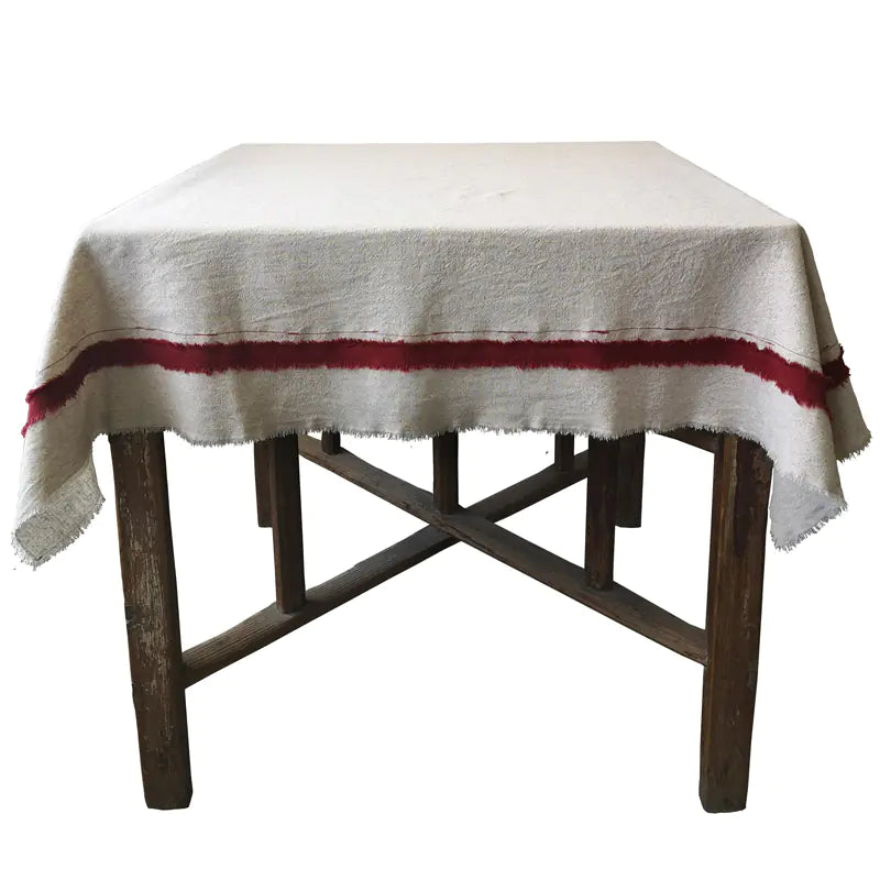 Blue and White Linen Tablecloth - Kia Day Design