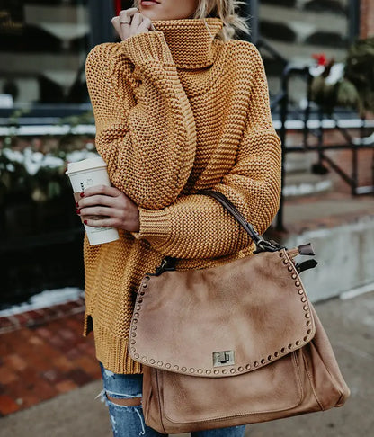 Women's Chunky Knit High Neck Sweater