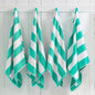 Cotton Velour Cabana Stripe Beach Towel - Novia Collection - 4 Pack- 35" x 70" Teal -