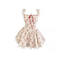 Sweet Lolita Floral Lace Mini Dress Set – Y2K Red Cardigan Suit - Dress - Clothing Sets