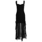 Sheer Mesh Ruffle Dress – Y2K Slim Fit High Slit Aesthetic - Black short-sleeve - Dresses