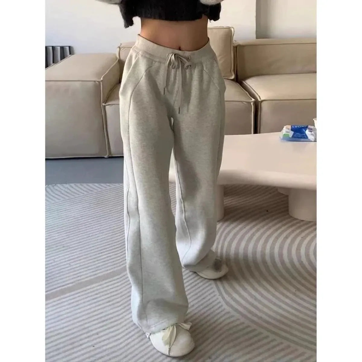 Oversized Wide-Leg Sweatpants – Y2K Vintage Joggers - - Women's Pants
