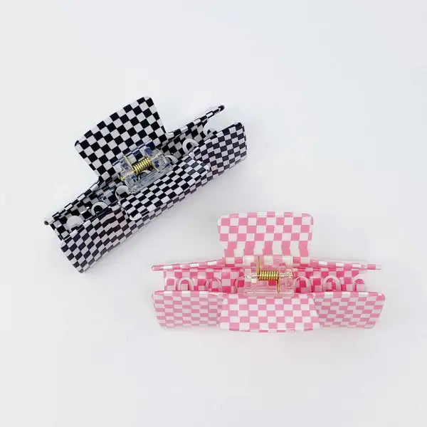 Checkered Hair Claw Clip