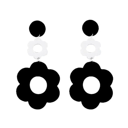 60s 73s Flower Acrylic Earrings Acrylic Earrings Simple Retro Disco Hippie Earrings Orange Bohemian Flower Dangle Drop Earrings Christmas New Year Jewelry Gift(black)