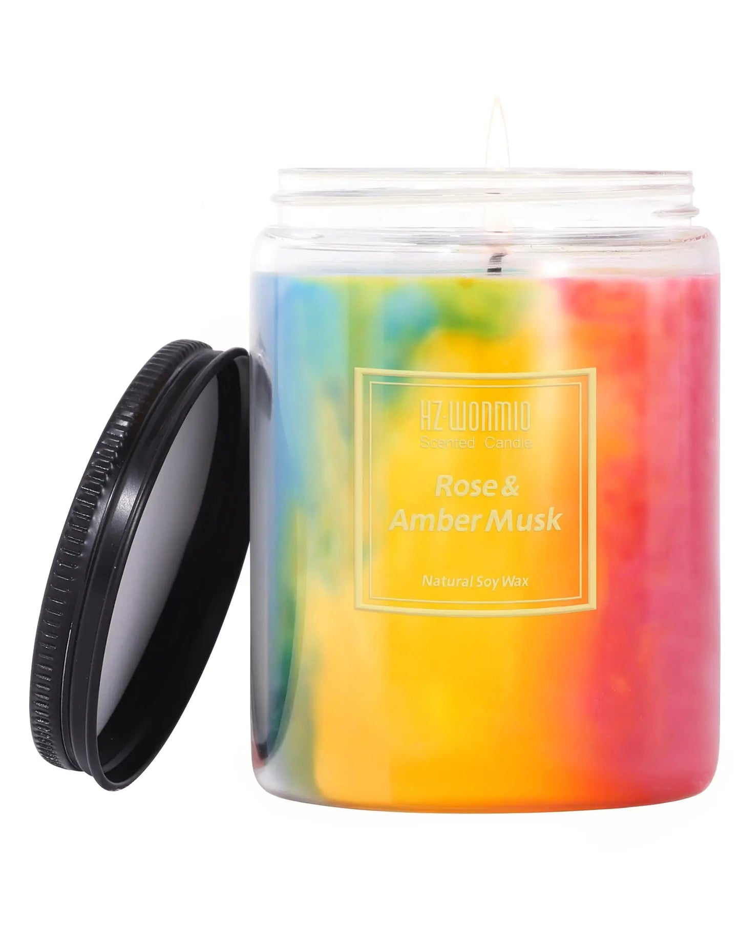 HZ-WONMIO Rose Scented Soy Wax Jar Candle - - candle