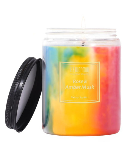 HZ-WONMIO Rose Scented Soy Wax Jar Candle - - candle