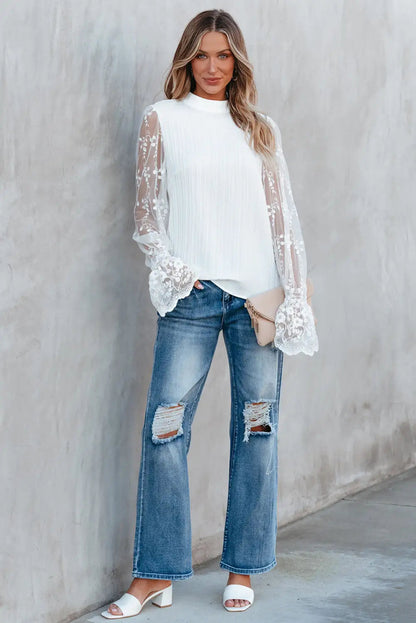 White Blouse with Contrast Lace Kia Day Design