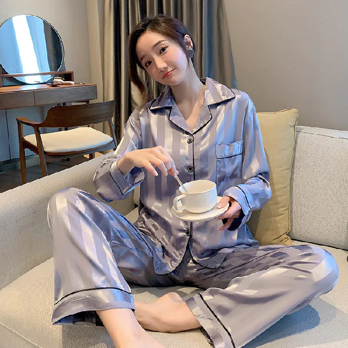 Silk Striped Pajama Set