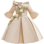 Baby Girls Flower Striped Dress Cream 3T