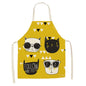 Cute Cat Print Cooking Kitchen Apron Yellow black 68 x 55 CM