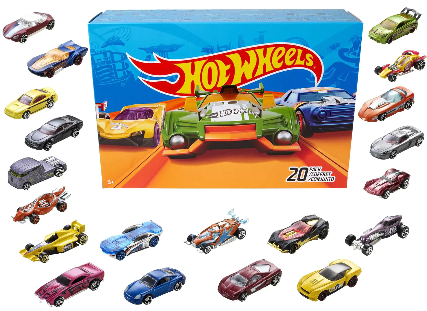 Hot Wheels Toy Cars & Trucks 20 Pack Set of 20 1:64 Scale Vehicles - Frustration Free Packaging 20-Car Pack - toy car