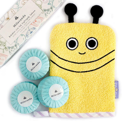 Milk&Moo Buzzy Bee Bath Glove and Milavanda Baby Soap Set Yellow One size