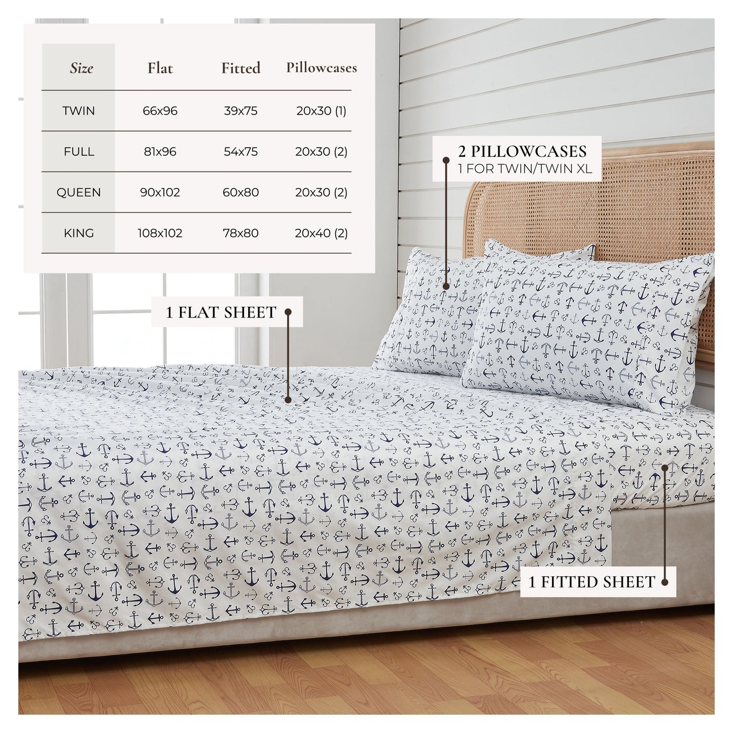 Coastal Printed Sheet Set - Newport Collection - - Bed Sheets