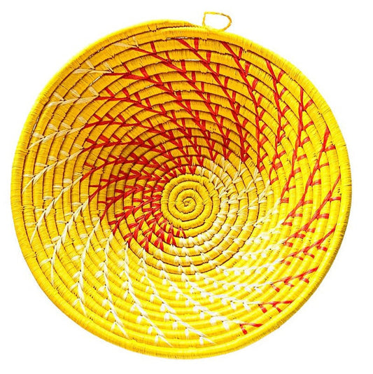 Large Yellow Woven African Basket - - basket