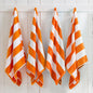 Cotton Velour Cabana Stripe Beach Towel - Novia Collection - 4 Pack- 30" x 60" Orange -