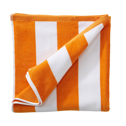 Cotton Velour Cabana Stripe Beach Towel - Novia Collection - Single Oversized- 35" x 70" Orange -