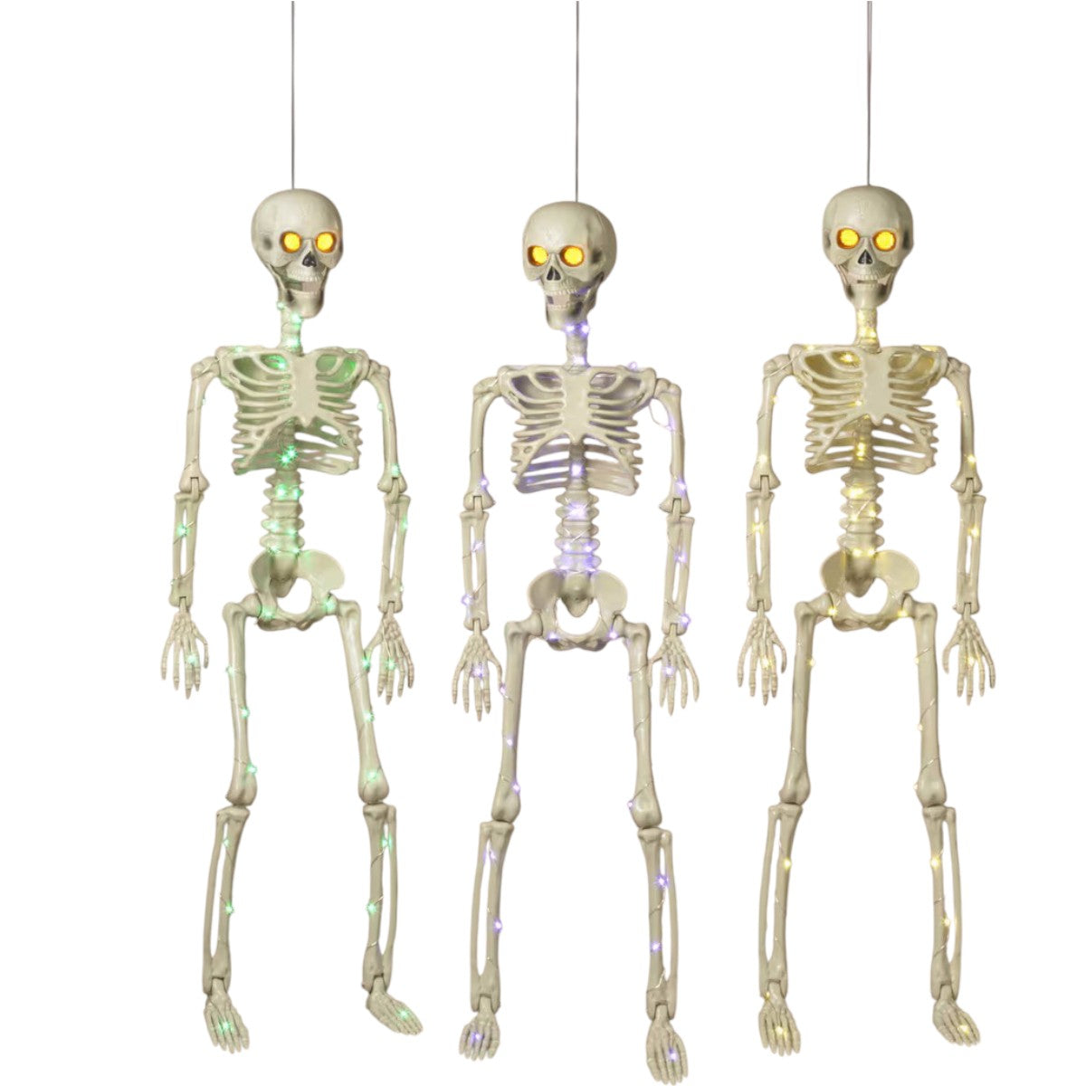 Lighted Skeleton with Moving Eyes - - Green Lights - Holidays >> Halloween