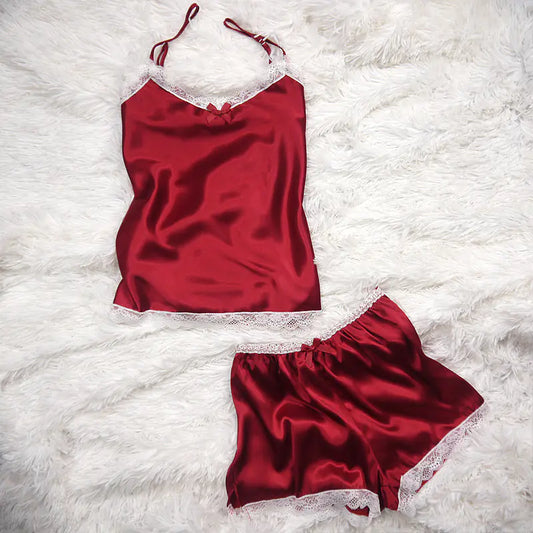 Lace and Satin Lingerie Cami Sleepwear Set
