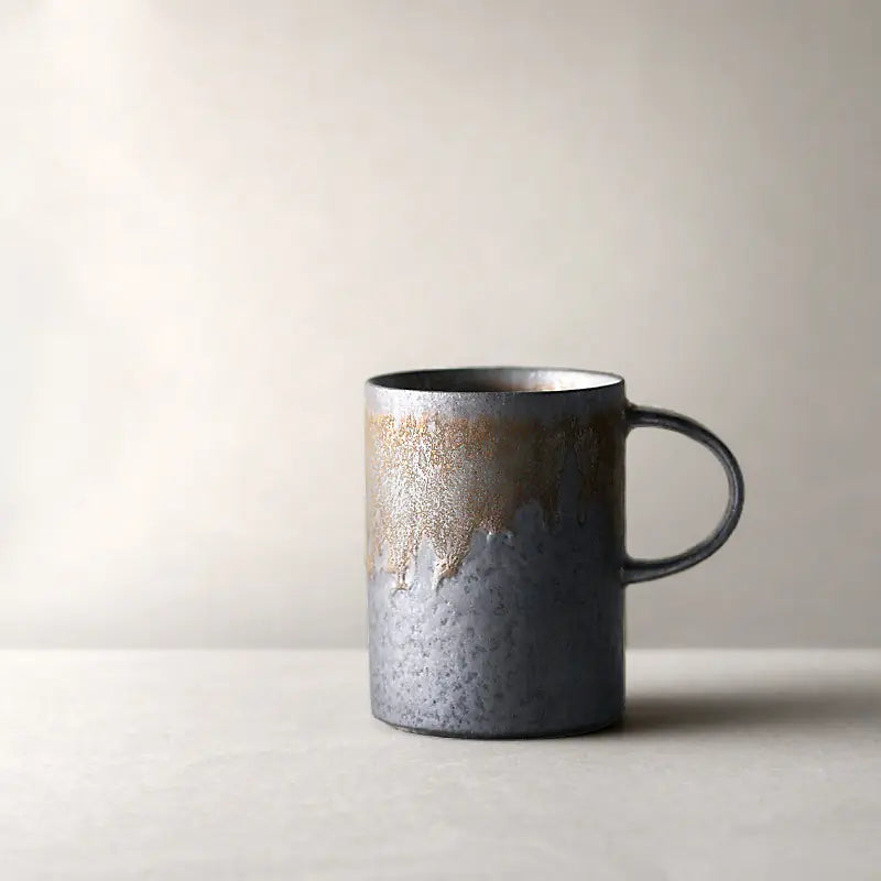 Black Vintage Handmade Ceramic Coffee Mug - Kia Day Design
