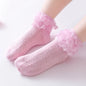 Girls Breathable Ruffled Lace Socks Pink 6-12M