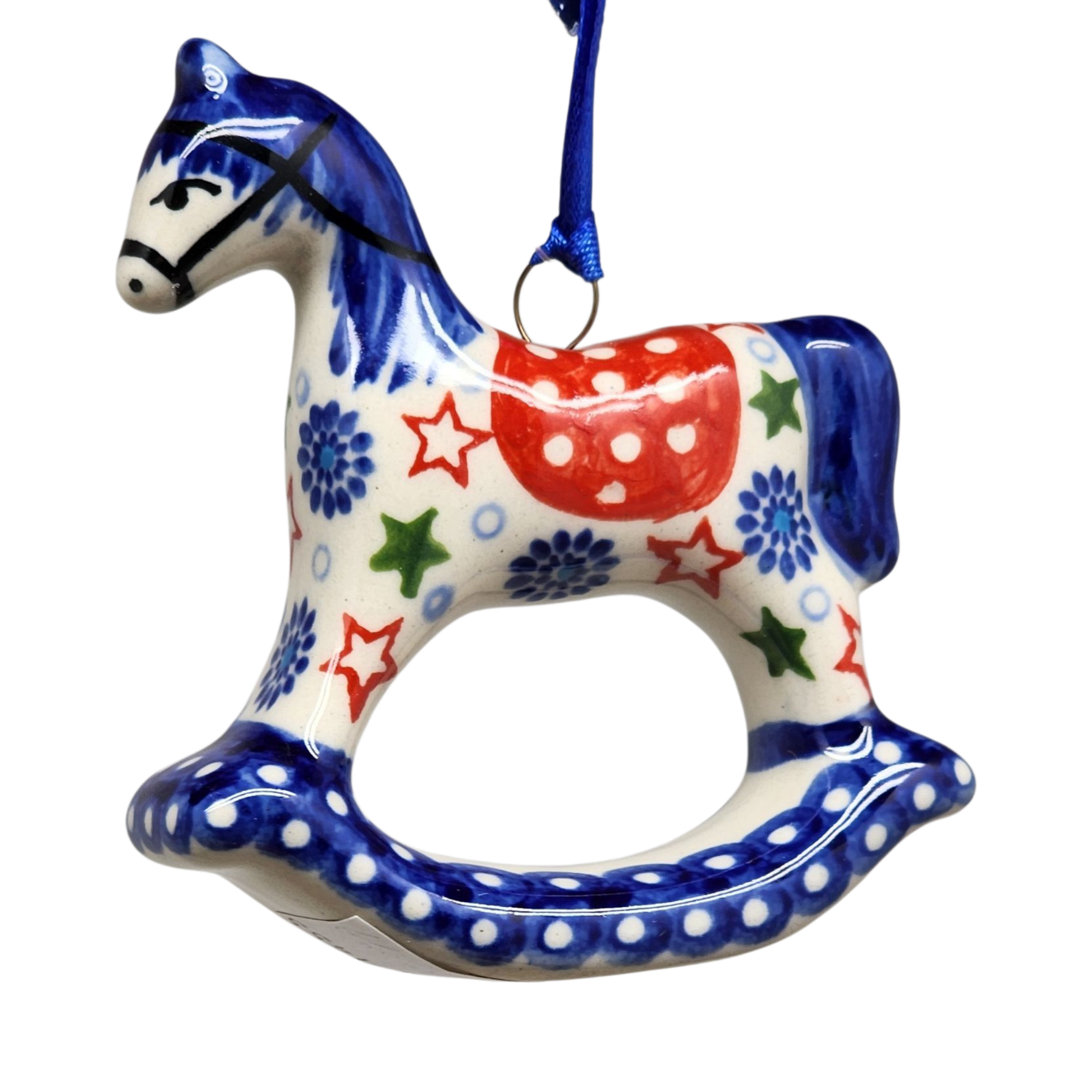 Rocking Horse Ornament - Festive Stars Pattern - Default Title - Christmas >> Ornaments >> Animals