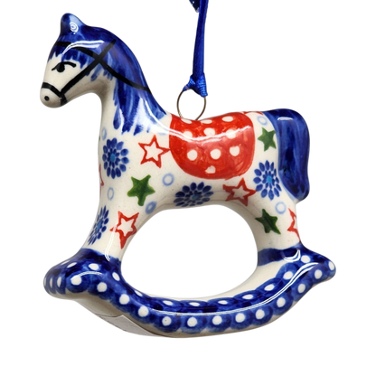 Rocking Horse Ornament - Festive Stars Pattern - Default Title - Christmas >> Ornaments >> Animals