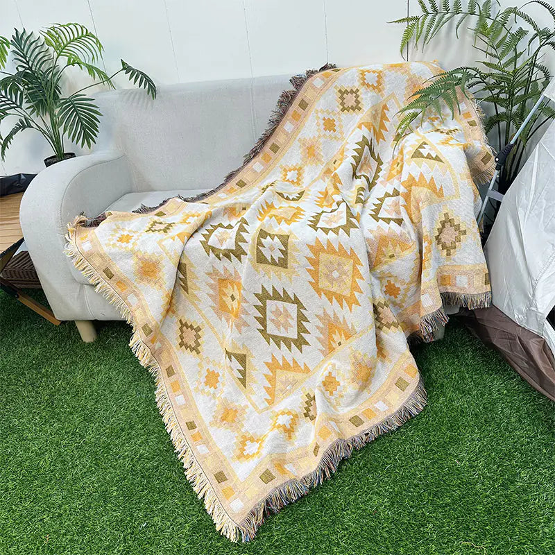 Bohemian Sofa Blanket - Premium Cotton Throw (In Stock) Kia Day Design