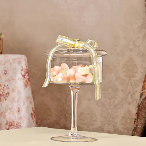 European Style Tall Transparent Glass Candy Jar with Lid - Kia Day Design