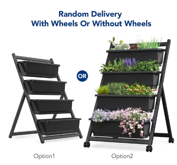 4 Tier Vertical Wheeled Garden Bed - - planter
