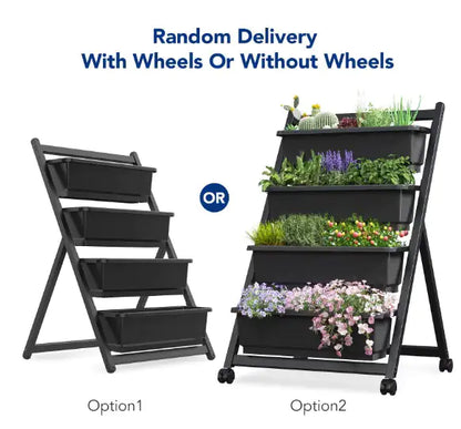 4 Tier Vertical Wheeled Garden Bed - - planter